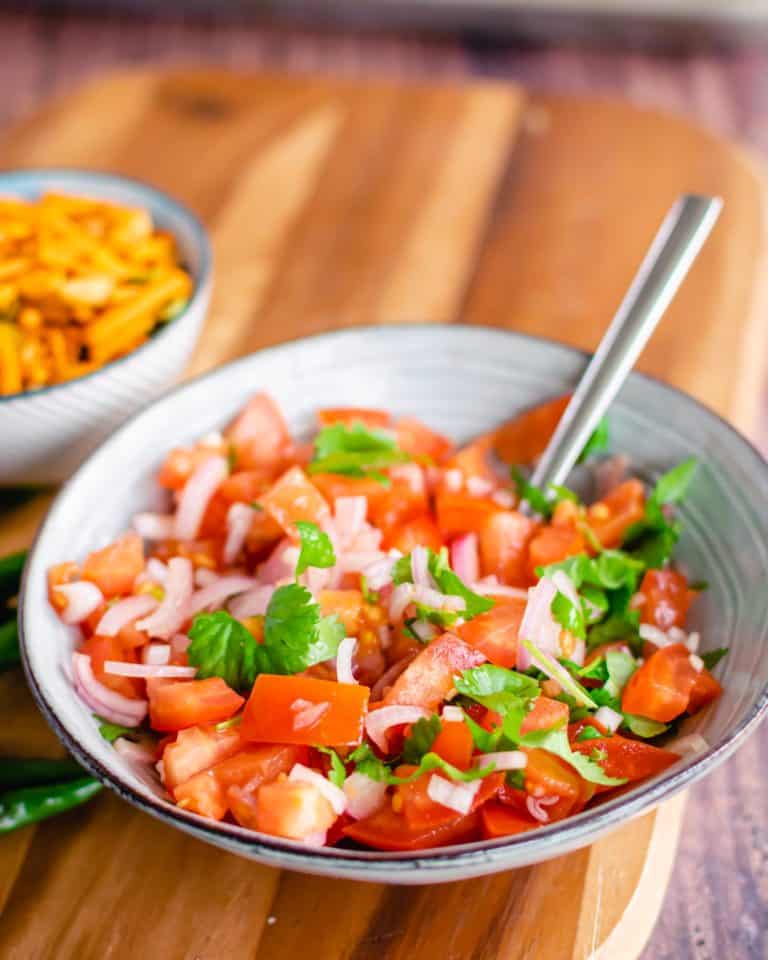 kachumber salad in serving bowl
