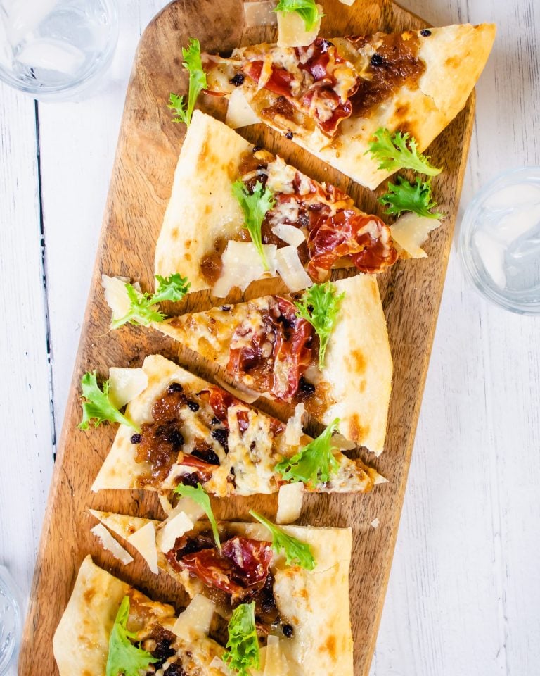 Prosciutto Parmesan and Apple Ale appetizer pizza